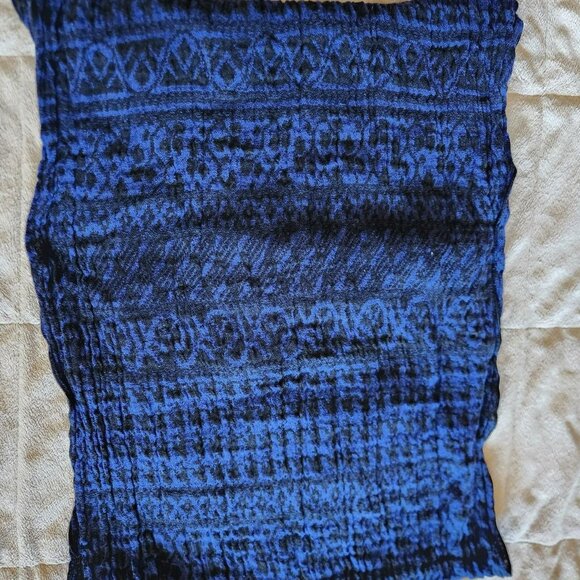 Vintage Y2K Navy Blue and Black Gauze Skinny Scarf Boho Indie Cottage - Picture 6 of 7